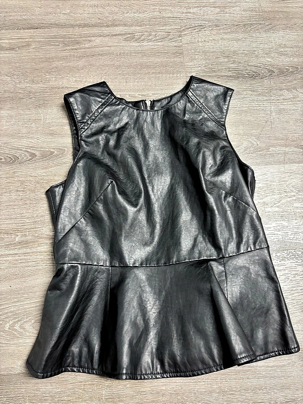 Gothic Lookbook Store Faux Leather Peplum Top in Black Size Large